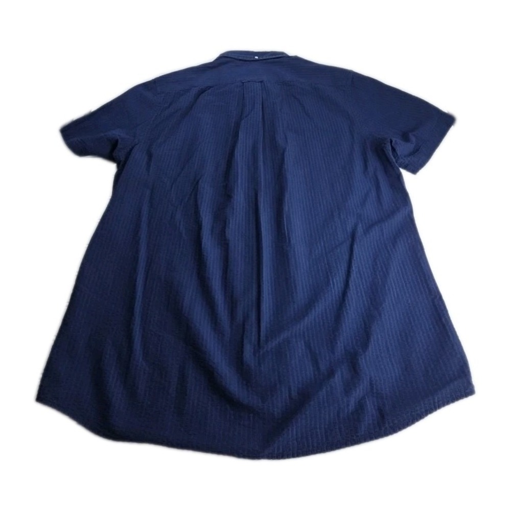 Lands' End Men's L -42-44 Seersucker Short Sleeve Button Down Shirt BLUE - Picture 5 of 10